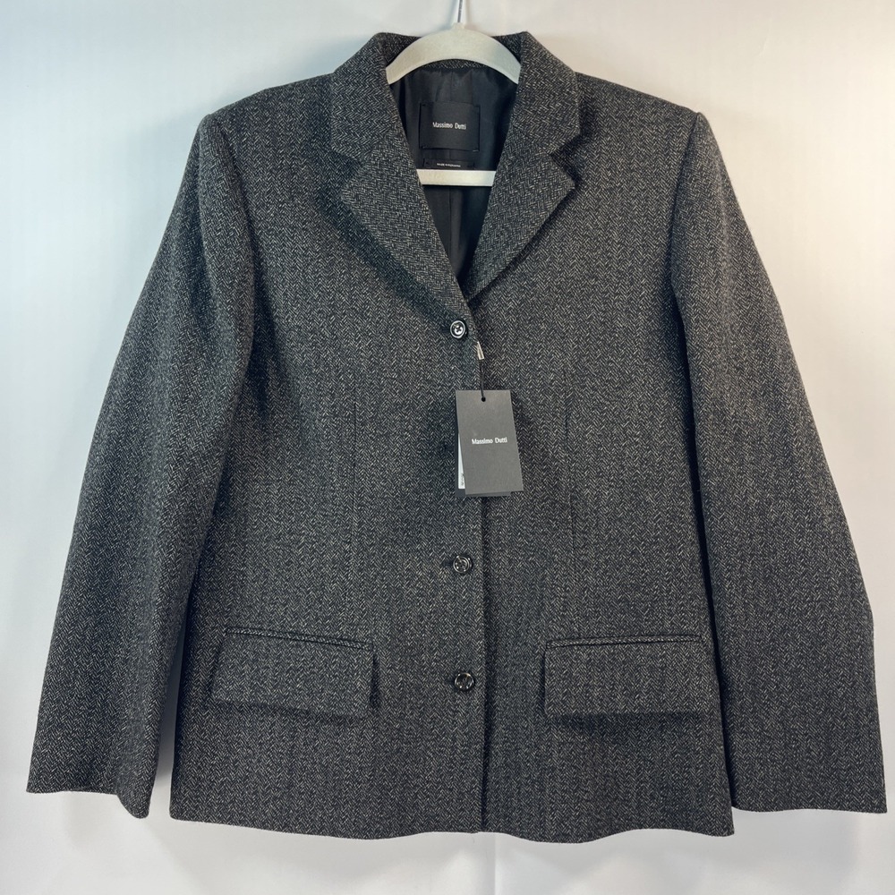 Massimo Dutti Women Wool Blend Black Blazer Size 4
